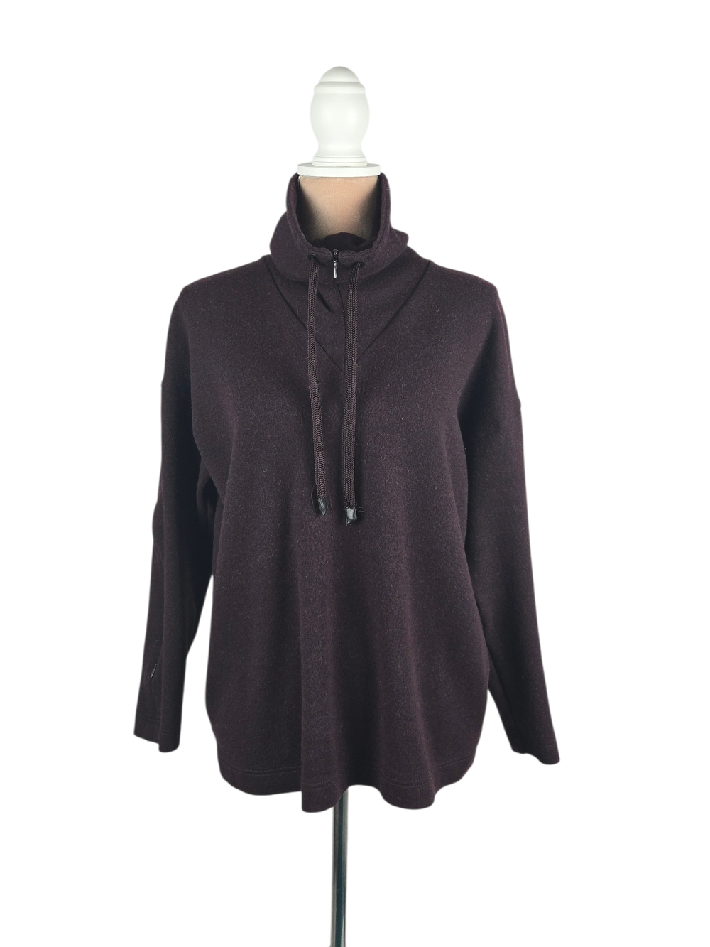 Akris Funnel Neck Tunic Sweater Plum Size 12